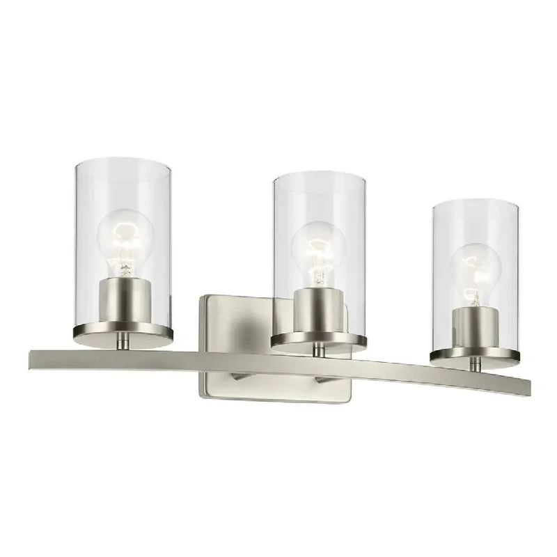 Corrosion - Resistant Industrial Lighting for Coastal FactoriesCrosby 23 In 3-Lights Bathroom Vanity Light, Brushed Nickel Finish Corrosion - Resistant Industrial Lighting for Coastal FactoriesCrosby 23 In 3-Lights Bathroom Vanity Light, Brushed Nickel Finish