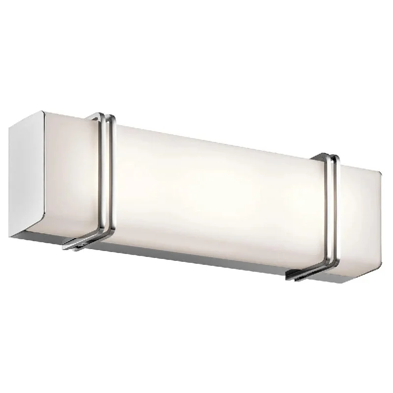 Energy - Efficient Industrial Lighting for Cost - SavingsImpello 18 In 1-Light LED Bathroom Vanity Light With Clear Satin Etched Glass, Chrome Finish Energy - Efficient Industrial Lighting for Cost - SavingsImpello 18 In 1-Light LED Bathroom Vanity Light With Clear Satin Etched Glass, Chrome Finish