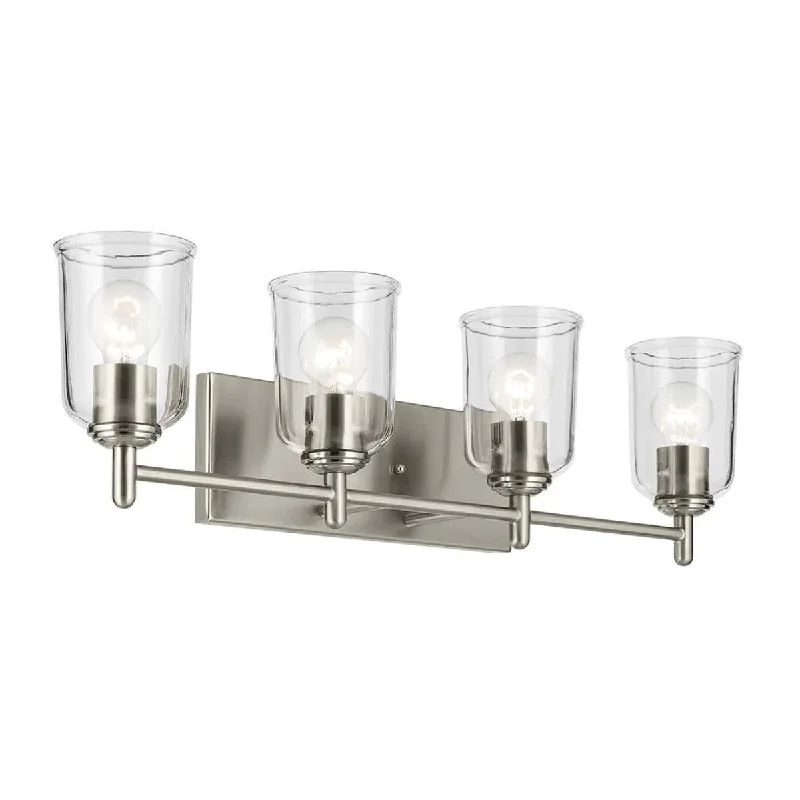 Waterproof Industrial Lighting for Wet AreasShailene 30 In 4-Lights Bathroom Vanity Light, Brushed Nickel Finish Waterproof Industrial Lighting for Wet AreasShailene 30 In 4-Lights Bathroom Vanity Light, Brushed Nickel Finish