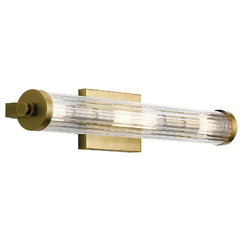 Industrial Lighting for Chemical PlantsAzores 25 In 4-Lights Bathroom Vanity Light With Clear Fluted Glass, Gold Finish Industrial Lighting for Chemical PlantsAzores 25 In 4-Lights Bathroom Vanity Light With Clear Fluted Glass, Gold Finish
