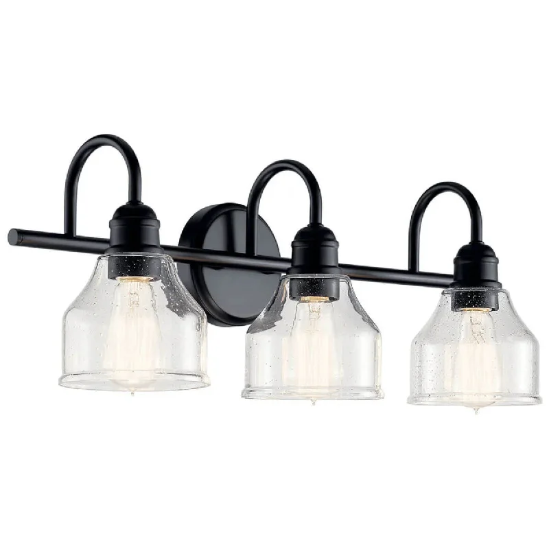 Dimmable Industrial Lighting for Ambiance ControlAvery 24 In 3-Lights Bathroom Vanity Light With Clear Fluted Glass, Black Finish Dimmable Industrial Lighting for Ambiance ControlAvery 24 In 3-Lights Bathroom Vanity Light With Clear Fluted Glass, Black Finish