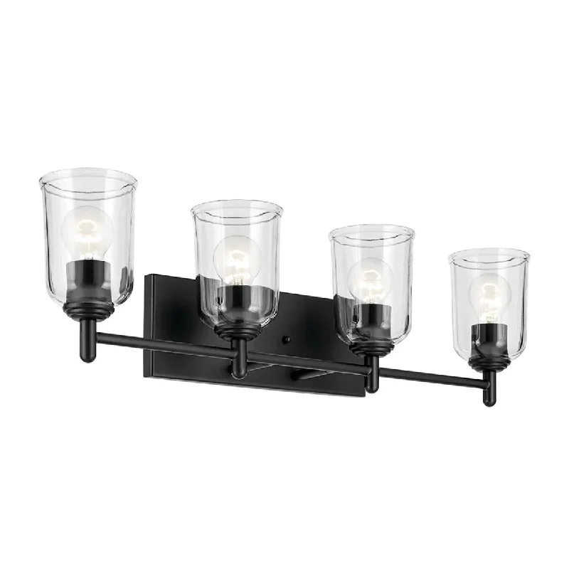 Industrial Lighting for Textile MillsShailene 30 In 4-Lights Bathroom Vanity Light, Black Finish Industrial Lighting for Textile MillsShailene 30 In 4-Lights Bathroom Vanity Light, Black Finish