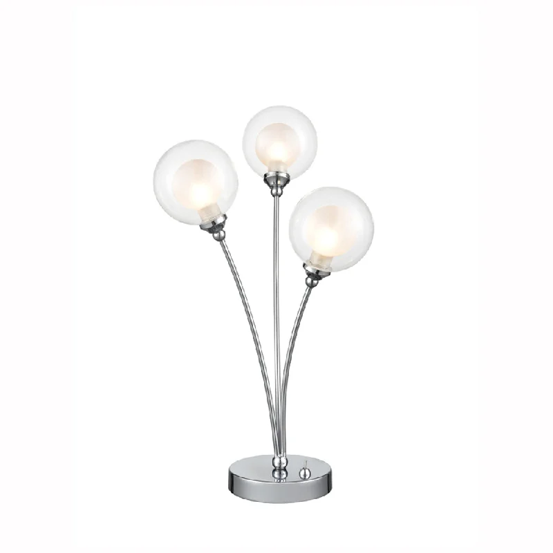 Track lighting with frosted glass shadesClementine 3 light Table Lamp - Chrome Finish Track lighting with frosted glass shadesClementine 3 light Table Lamp - Chrome Finish