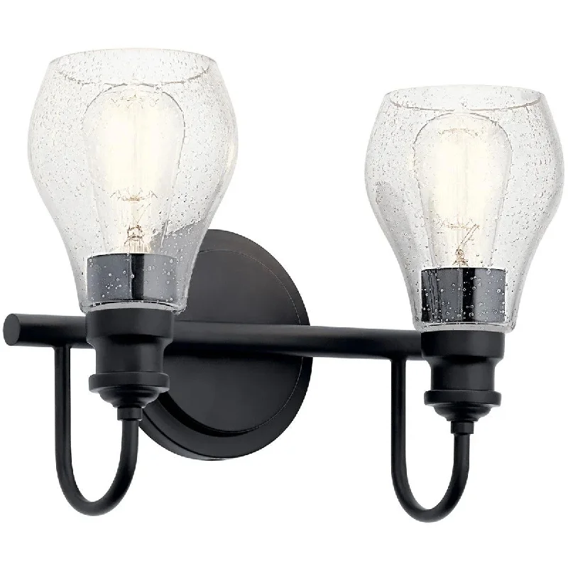 Industrial Lighting for Automotive Manufacturing PlantsGreenbrier 14 In 2-Lights Bathroom Vanity Light With Clear Seeded Glass, Black Finish Industrial Lighting for Automotive Manufacturing PlantsGreenbrier 14 In 2-Lights Bathroom Vanity Light With Clear Seeded Glass, Black Finish