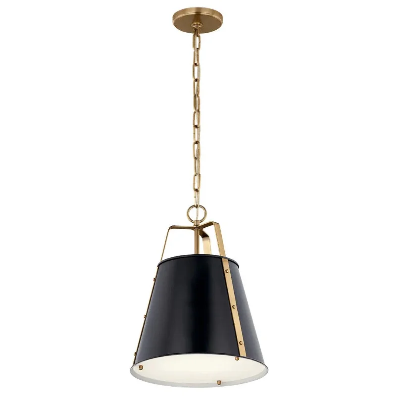 Energy - Efficient Industrial Lighting for Cost - SavingsEtcher 17" 1-Light Pendant Light with Clear Satin Etched and Painted White Inside Glass, Black and Champagne Bronze Finish Energy - Efficient Industrial Lighting for Cost - SavingsEtcher 17" 1-Light Pendant Light with Clear Satin Etched and Painted White Inside Glass, Black and Champagne Bronze Finish