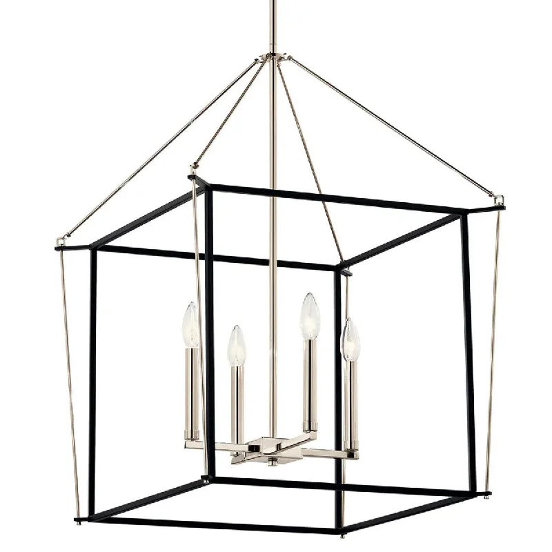 Energy - Efficient Industrial Lighting for Cost - SavingsEisley 30" 4-Light Pendant Light, Black and Polished Nickel Finish Energy - Efficient Industrial Lighting for Cost - SavingsEisley 30" 4-Light Pendant Light, Black and Polished Nickel Finish