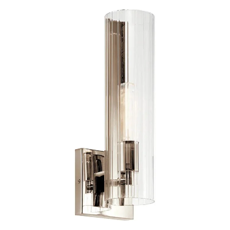 Dust - Resistant Industrial Lighting for Dirty WorkspacesJesma 14" 1-Light Wall Sconce With Clear Fluted Glass, Polished Nickel Finish
