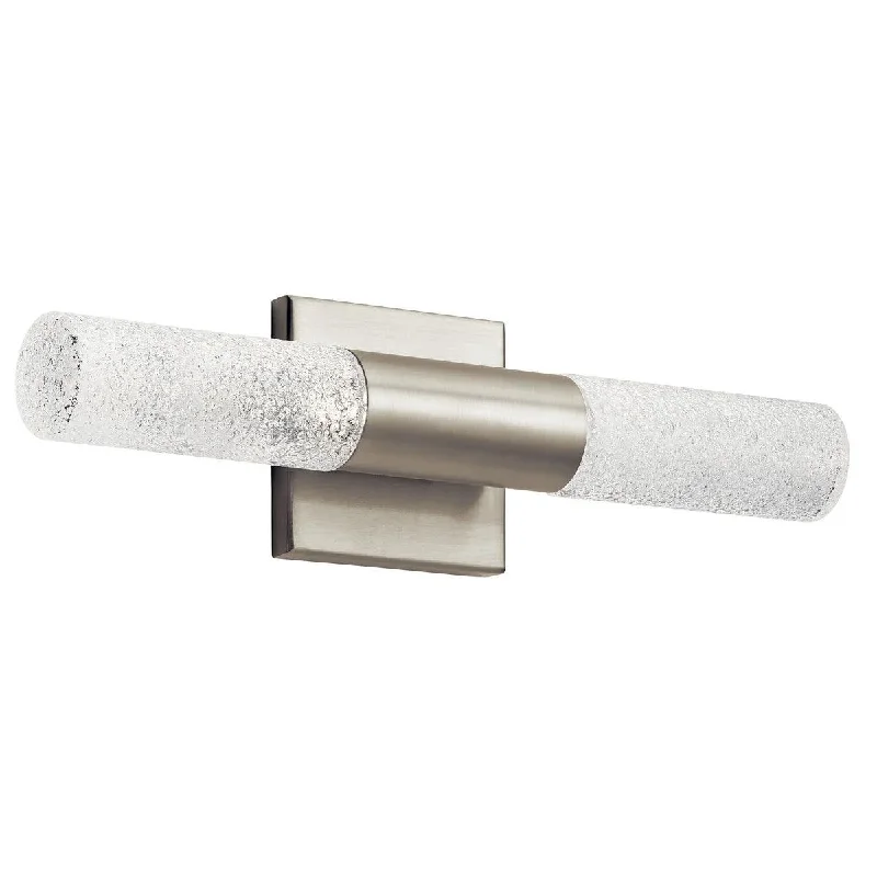 Low - Bay Industrial Lighting Fixtures for Small FactoriesGlacial 17" 2-Lights LED Wall Sconce With Clear Textured Glass, Brushed Nickel Finish