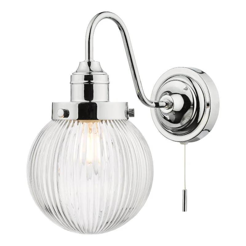 Track lighting with clear glass shadesmarble wall lamps with luxurious veining for high - end living spacesTamara Bathroom Wall Light Polished Chrome Ribbed Glass IP44