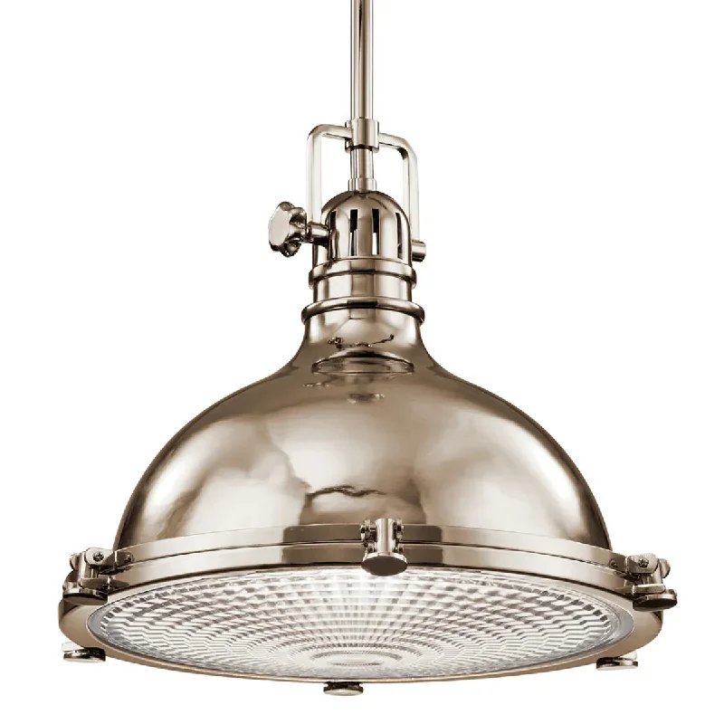 Corrosion - Resistant Industrial Lighting for Coastal FactoriesHatteras Bay 18" 1-Light Pendant Light with Clear fresnel glass, Polished nickel Finish
