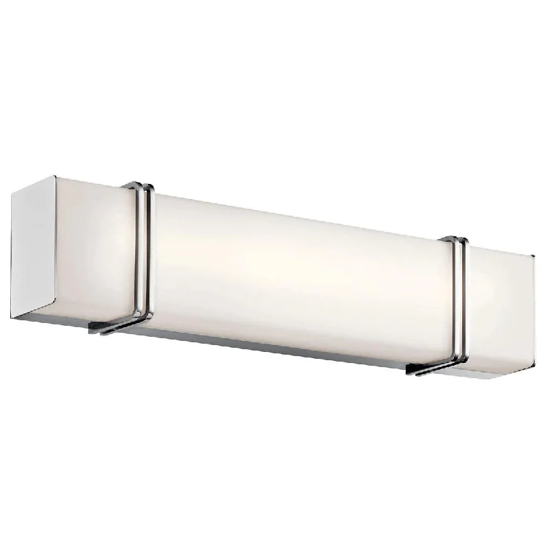 Shock - Resistant Industrial Lighting for Vibrating Machinery AreasImpello 24 In 1-Light LED Bathroom Vanity Light With Clear Satin Etched Glass, Chrome Finish Shock - Resistant Industrial Lighting for Vibrating Machinery AreasImpello 24 In 1-Light LED Bathroom Vanity Light With Clear Satin Etched Glass, Chrome Finish