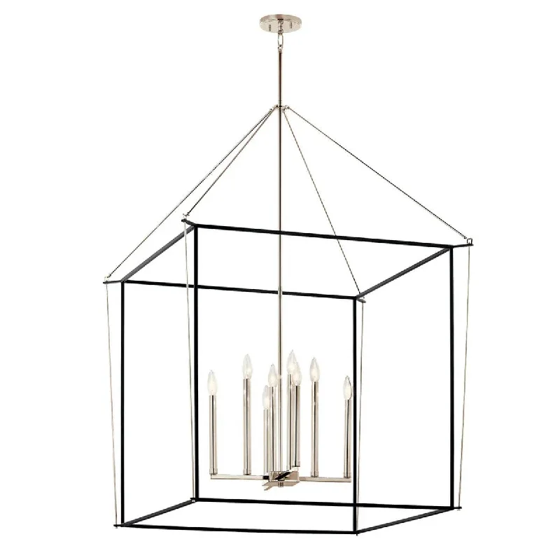 Industrial Emergency Lighting for Safety in FactoriesEisley 50" 8-Light Pendant Light 2-tier, Black and Polished Nickel Finish Industrial Emergency Lighting for Safety in FactoriesEisley 50" 8-Light Pendant Light 2-tier, Black and Polished Nickel Finish