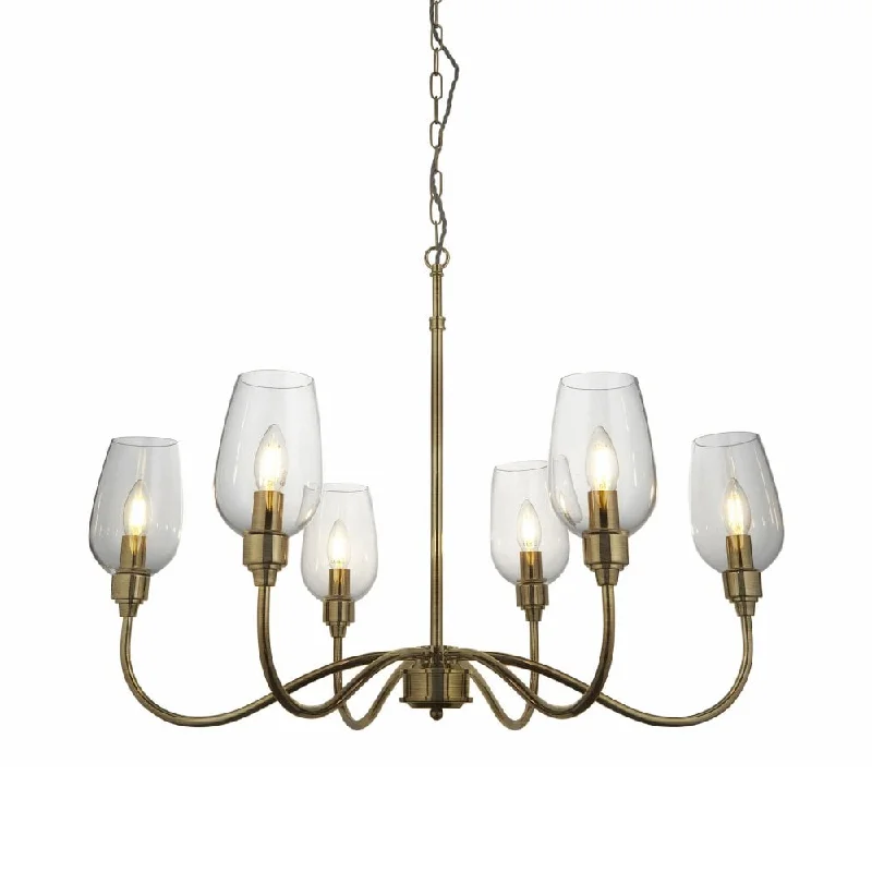 Track lighting for museums and galleriesHunter 6Lt Chandelier - Antique Brass / Bright Nickel