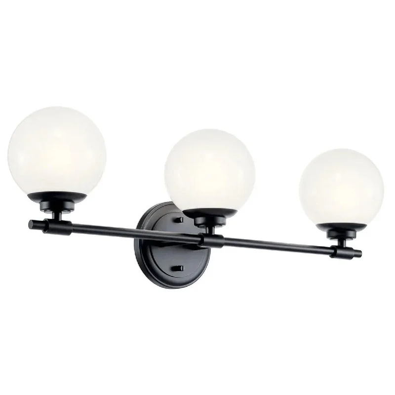 Industrial Ceiling - Mounted Lighting for Assembly PlantsBenno 25 In 3-Lights Bathroom Vanity Light With Opal Glass, Black Finish