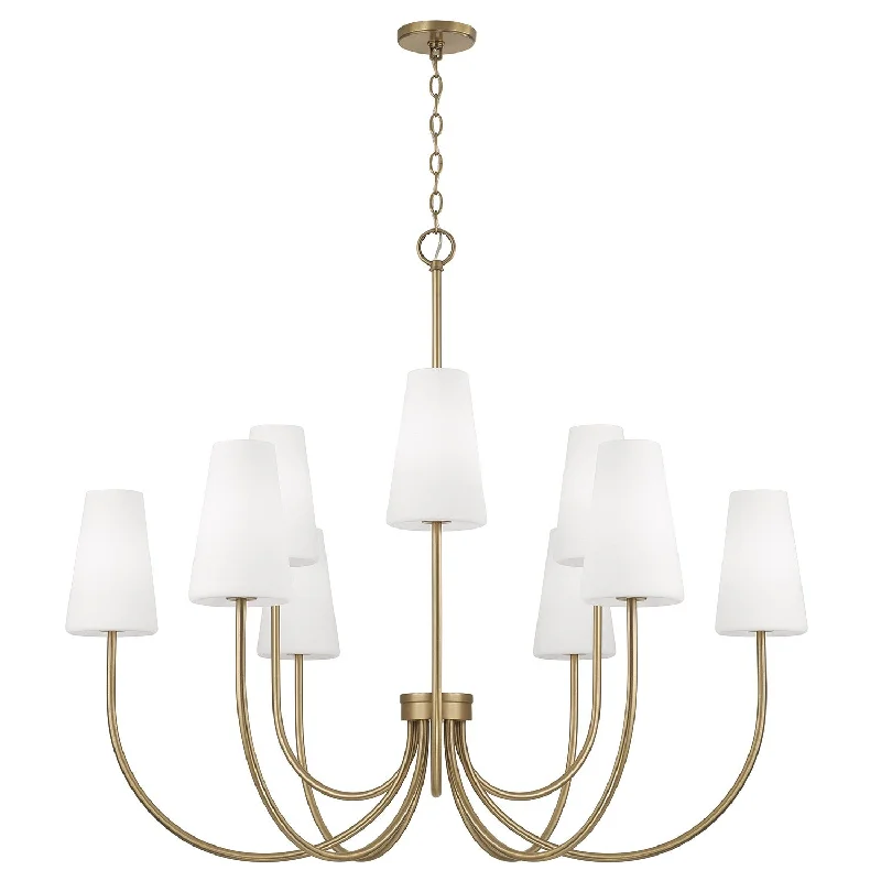 Industrial Lighting for Printing Press FacilitiesAveritt Nine Light Chandelier
