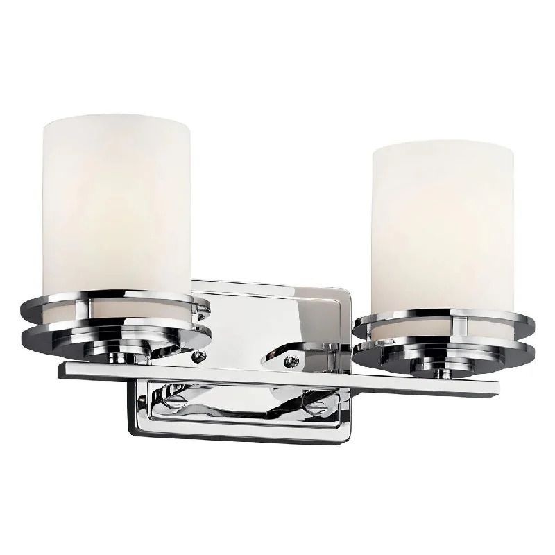 Dimmable Industrial Lighting for Ambiance ControlHendrik 15 In 2-Lights Bathroom Vanity Light With Satin Etched Cased Opal Glass, Chrome Finish Dimmable Industrial Lighting for Ambiance ControlHendrik 15 In 2-Lights Bathroom Vanity Light With Satin Etched Cased Opal Glass, Chrome Finish