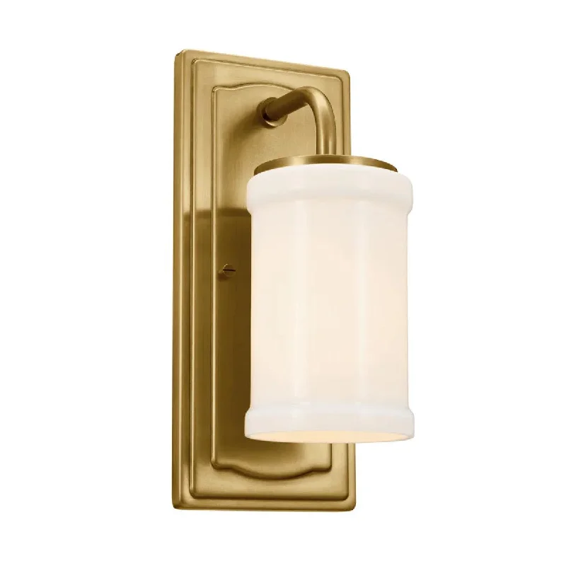 Industrial Lighting for Automotive Manufacturing PlantsVetivene 12" 1-Light Wall Sconce With Opal Glass, Gold Finish