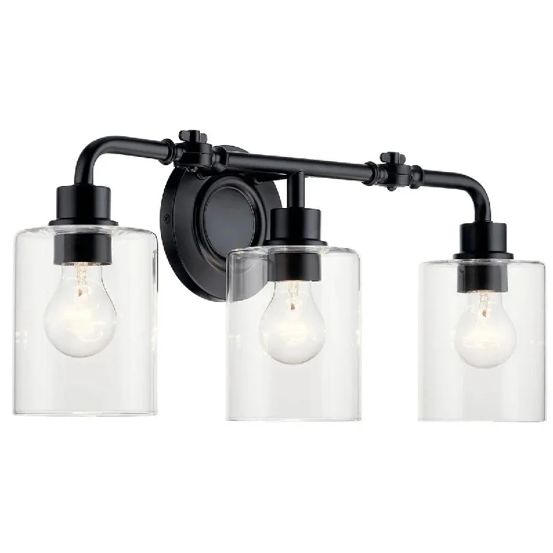 Industrial Lighting for Textile MillsGunnison 24 In 3-Lights Bathroom Vanity Light, Black Finish