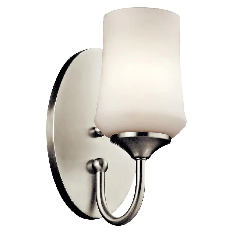 Industrial Lighting with High CRI (Color Rendering Index) for True Color PerceptionAubrey 11" 1-Light LED Wall Sconce With Satin Etched Cased Opal Glass, Brushed Nickel Finish