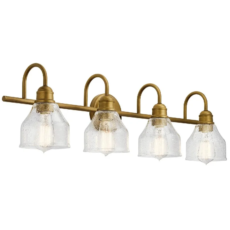 Industrial Emergency Lighting for Safety in FactoriesAvery 34 In 4-Lights Bathroom Vanity Light With Clear Fluted Glass, Gold Finish