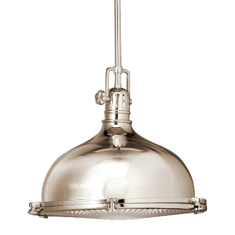 Industrial Lighting for Pharmaceutical ManufacturingHatteras Bay 12" 1-Light Pendant Light with Clear fresnel glass, Polished nickel Finish