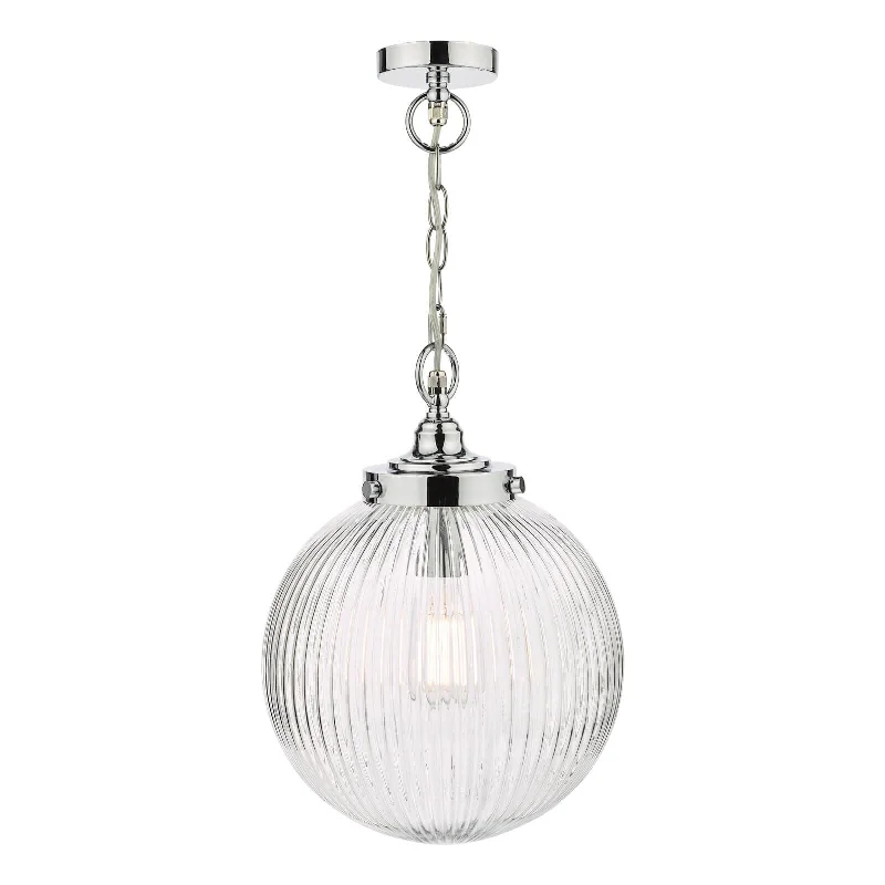 Track lighting with a chunky, bold designTamara Bathroom Pendant Polished Chrome Ribbed Glass IP44 Track lighting with a chunky, bold designTamara Bathroom Pendant Polished Chrome Ribbed Glass IP44