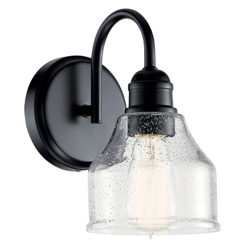 Color - Tunable Industrial Lighting for Special ApplicationsAvery 10" 1-Light Wall Scocne With Clear Seeded Glass, Black Finish