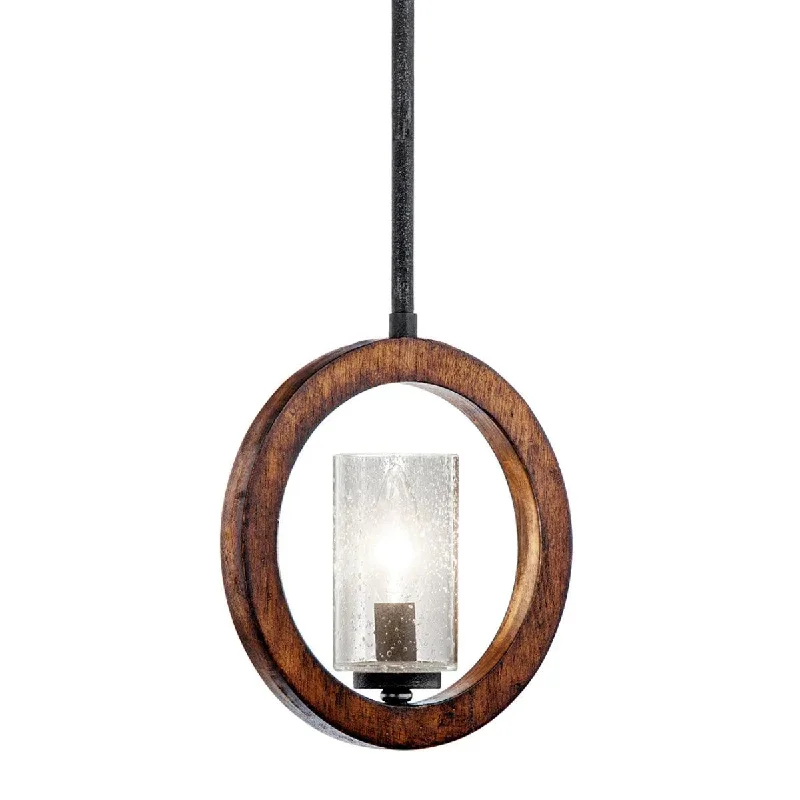 Industrial Exit Sign Lighting for Quick EvacuationGrand Bank 10" 1-Light Convertible Pendant Light with Clear seeded glass, Auburn stained Finish