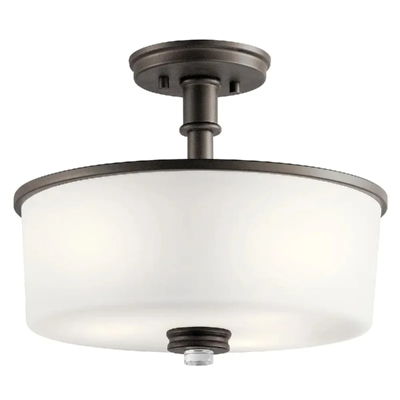 High - Bay LED Industrial Lighting for WarehousesJoelson 14" 3-Light Semi-Flush Mount Light with Satin etched cased opal glass, Olde bronze Finish
