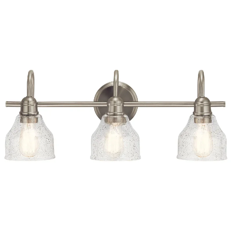 Color - Tunable Industrial Lighting for Special ApplicationsAvery 24 In 3-Lights Bathroom Vanity Light With Clear Fluted Glass, Brushed Nickel Finish Color - Tunable Industrial Lighting for Special ApplicationsAvery 24 In 3-Lights Bathroom Vanity Light With Clear Fluted Glass, Brushed Nickel Finish