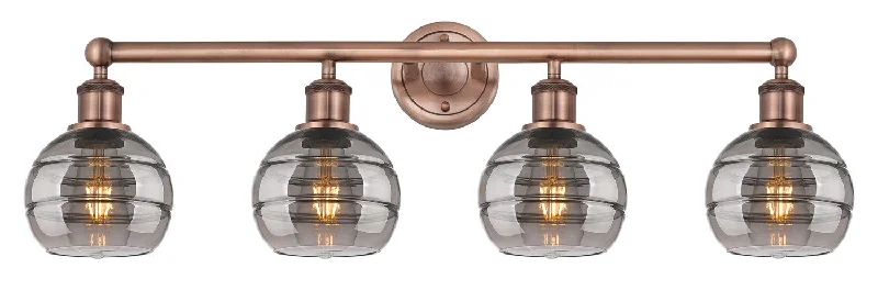 Industrial Pendant Lighting for Machine ShopsEdison Four Light Bath Vanity