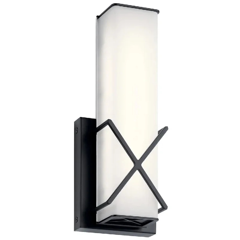 Industrial Flood Lighting for Outdoor Loading DocksTrinsic 12" 1-Light LED Wall Sconce With Clear Satin Etched Glass, Black Finish
