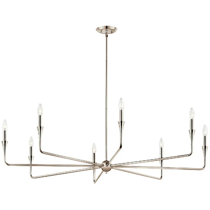 Industrial Lighting with High CRI (Color Rendering Index) for True Color PerceptionAlvaro 50" 8-Light Chandelier 1-Tier, Polished Nickel Finish Industrial Lighting with High CRI (Color Rendering Index) for True Color PerceptionAlvaro 50" 8-Light Chandelier 1-Tier, Polished Nickel Finish