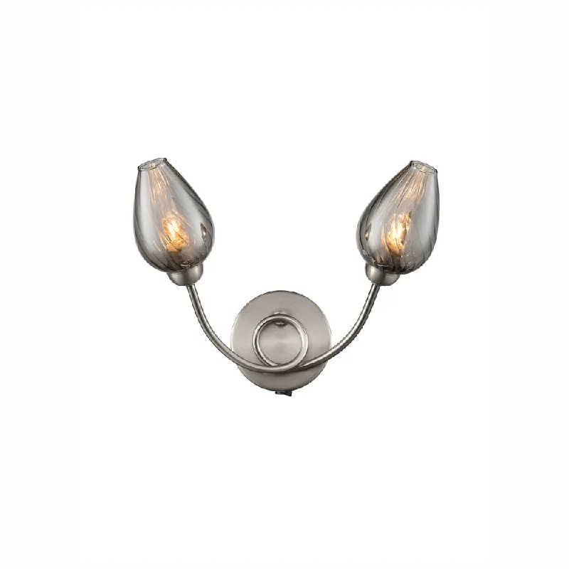 High - lumen track lighting for bright spacesmarble wall lamps with luxurious veining for high - end living spacesTulip 2Lt Indoor Double Wall Light - Satin Nickel