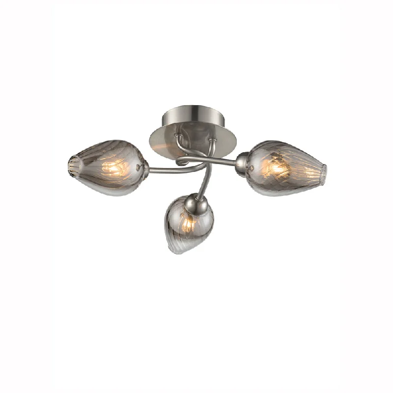 Track lighting for highlighting kitchen cabinetsTulip 3Lt Indoor Semi Flush Ceiling Light - Satin Nickel
