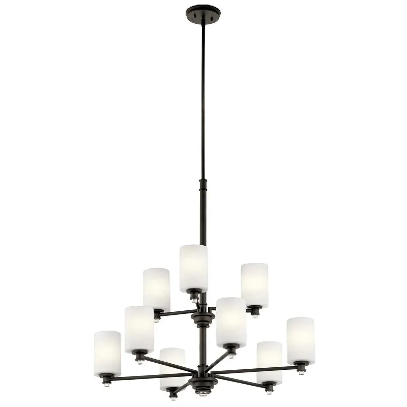 Low - Bay Industrial Lighting Fixtures for Small FactoriesJoelson 33" 9-Light LED Chandelier Multi-Tier with Satin etched cased opal glass, Olde bronze Finish