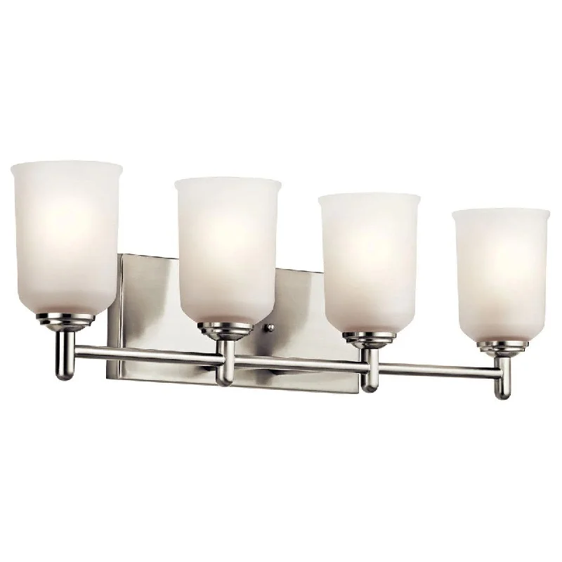 Color - Tunable Industrial Lighting for Special ApplicationsShailene 30 In 4-Lights Bathroom Vanity Light With Clear Satin Etched Glass, Brushed Nickel Finish Color - Tunable Industrial Lighting for Special ApplicationsShailene 30 In 4-Lights Bathroom Vanity Light With Clear Satin Etched Glass, Brushed Nickel Finish