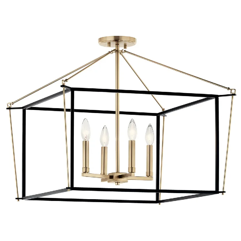 Industrial Task Lighting for Precision WorkstationsEisley 24" 4-Light Semi-Flush Mount Light, Black and Champagne Bronze Finish Industrial Task Lighting for Precision WorkstationsEisley 24" 4-Light Semi-Flush Mount Light, Black and Champagne Bronze Finish