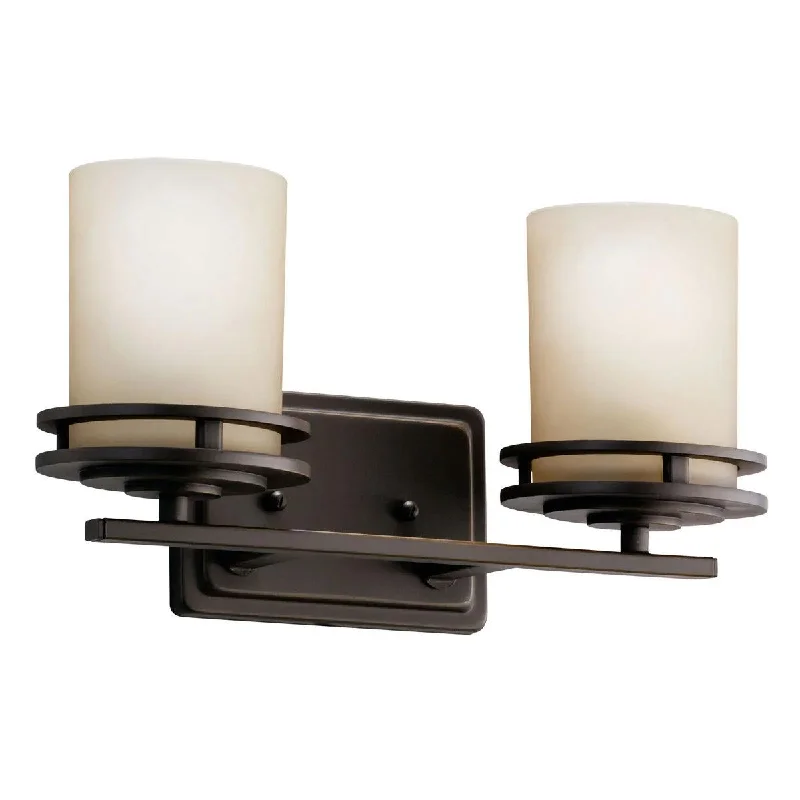 Industrial Lighting with High CRI (Color Rendering Index) for True Color PerceptionHendrik 15 In 2-Lights Bathroom Vanity Light With Satin Etched Cased Opal Glass, Bronze Finish Industrial Lighting with High CRI (Color Rendering Index) for True Color PerceptionHendrik 15 In 2-Lights Bathroom Vanity Light With Satin Etched Cased Opal Glass, Bronze Finish