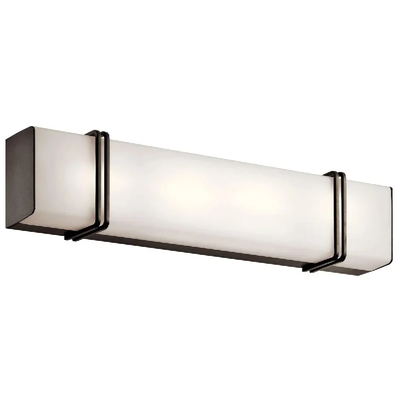 Color - Tunable Industrial Lighting for Special ApplicationsImpello 24 In 1-Light LED Bathroom Vanity Light With Clear Satin Etched Glass, Bronze Finish Color - Tunable Industrial Lighting for Special ApplicationsImpello 24 In 1-Light LED Bathroom Vanity Light With Clear Satin Etched Glass, Bronze Finish