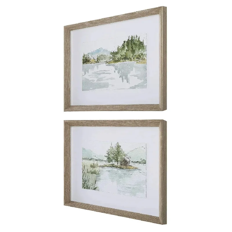 Track lighting with adjustable armsSerene Framed Prints, Set/2
