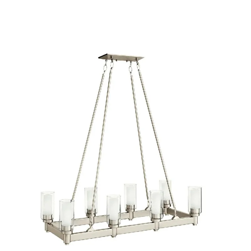 Industrial Lighting for Pharmaceutical ManufacturingCircolo 39" 8-Light Linear Chandelier with Clear Glass, Brushed Nickel Finish Industrial Lighting for Pharmaceutical ManufacturingCircolo 39" 8-Light Linear Chandelier with Clear Glass, Brushed Nickel Finish