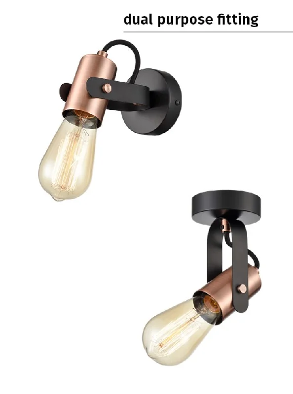 White track lighting for a clean lookAzure 1lt Ceiling/Wall Fitting - Black & Copper White track lighting for a clean lookAzure 1lt Ceiling/Wall Fitting - Black & Copper