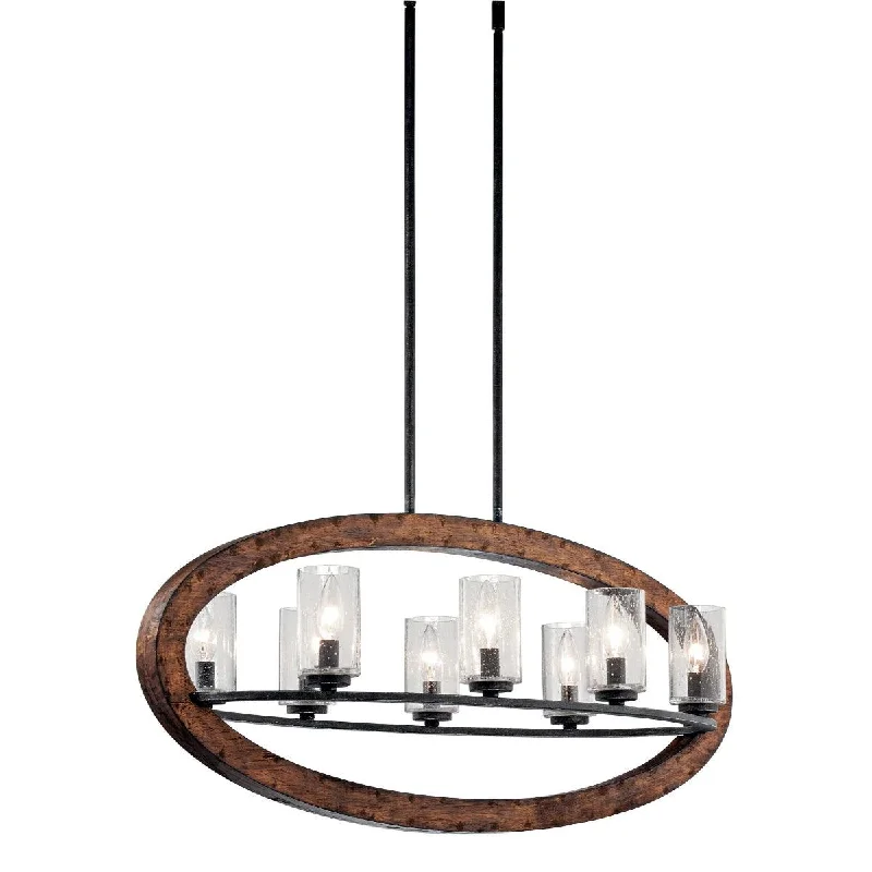 Low - Bay Industrial Lighting Fixtures for Small FactoriesGrand Bank 36" 8-Light Linear Chandelier with Clear seeded glass, Auburn stained Finish