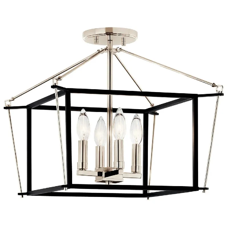 Color - Tunable Industrial Lighting for Special ApplicationsEisley 16" 4-Light Semi-Flush Mount Light, Black and Polished Nickel Finish Color - Tunable Industrial Lighting for Special ApplicationsEisley 16" 4-Light Semi-Flush Mount Light, Black and Polished Nickel Finish