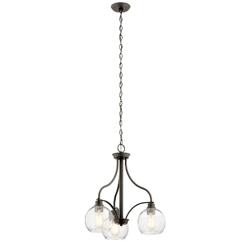 Adjustable Industrial Lighting for Flexible IlluminationHarmony 23" 3-Light Chandelier 1-Tier with Clear glass, Olde bronze Finish