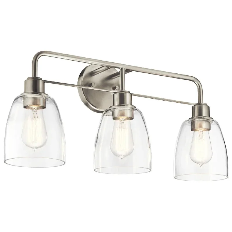 Industrial Lighting for Woodworking FactoriesMeller 24 In 3-Lights Bathroom Vanity Light, Brushed Nickel Finish Industrial Lighting for Woodworking FactoriesMeller 24 In 3-Lights Bathroom Vanity Light, Brushed Nickel Finish