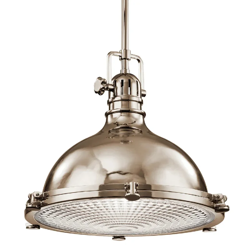 Industrial Wall - Mounted Lighting for Workshop WallsHatteras Bay 24" 1-Light Pendant Light with Clear fresnel glass, Polished nickel Finish