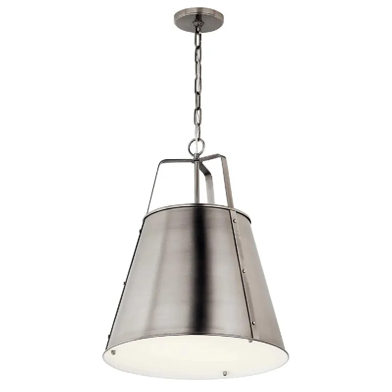 Industrial Pendant Lighting for Machine ShopsEtcher 23" 2-Light Pendant Light with Clear Satin Etched and Painted White Inside Glass, Classic Pewter Finish Industrial Pendant Lighting for Machine ShopsEtcher 23" 2-Light Pendant Light with Clear Satin Etched and Painted White Inside Glass, Classic Pewter Finish