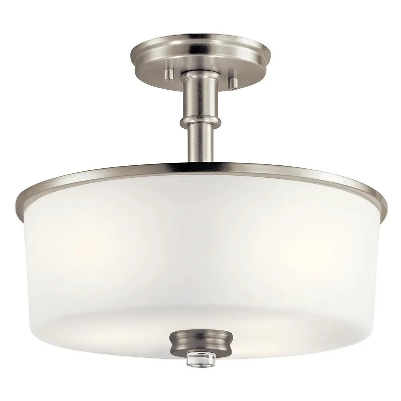 Industrial Lighting with High CRI (Color Rendering Index) for True Color PerceptionJoelson 14" 3-Light Semi-Flush Mount Light with Satin etched cased opal glass, Brushed nickel Finish